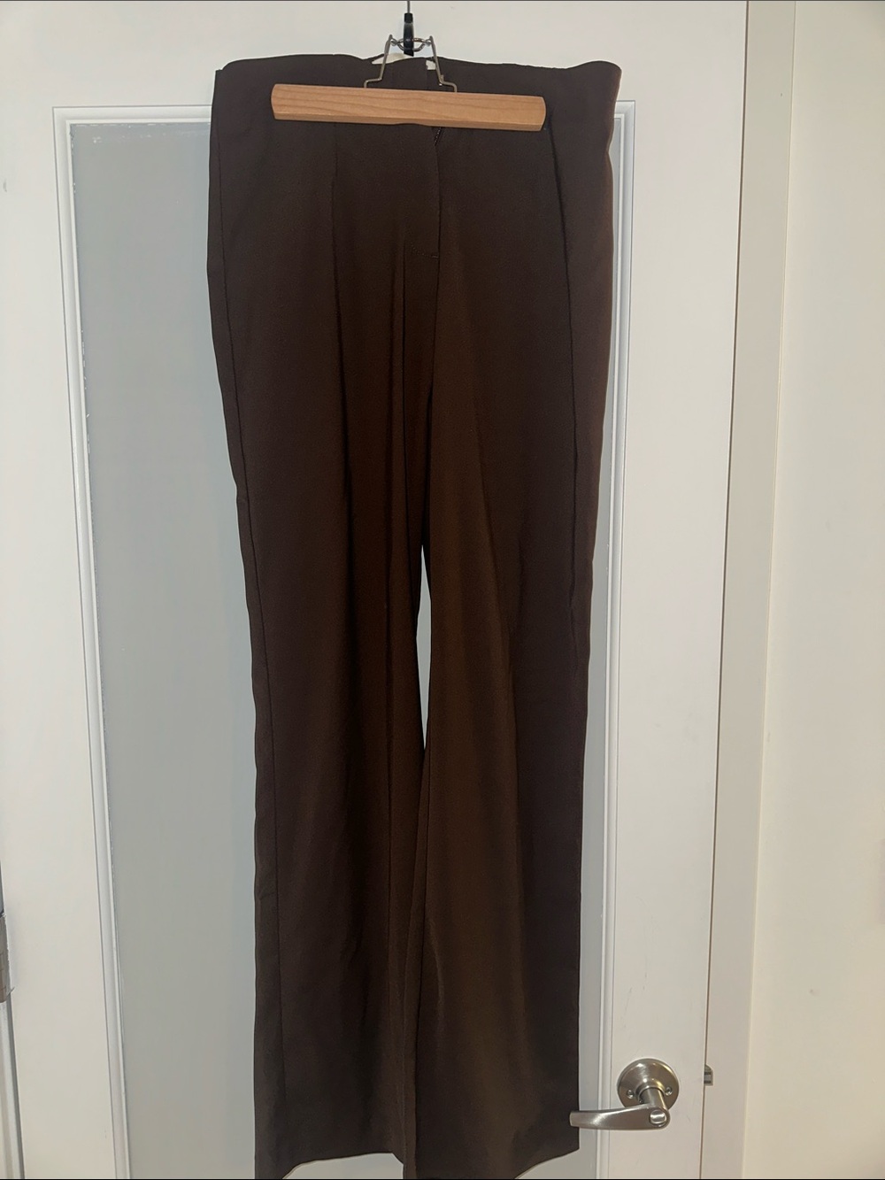 Abercrombie & Fitch Slim Long Bootcut Trousers in Dark Brown